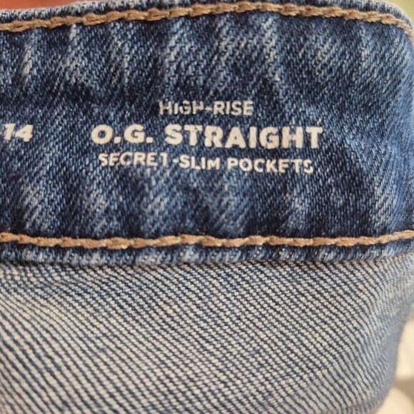 Old Navy Women's Medium Wash Blue Cotton/Spandex Mid-Rise OG Straight Secret Sli - Picture 12 of 12